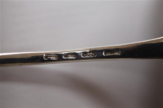A George III silver Onslow pattern soup ladle by Jacob Marsh or John Moore, 5.5 oz.